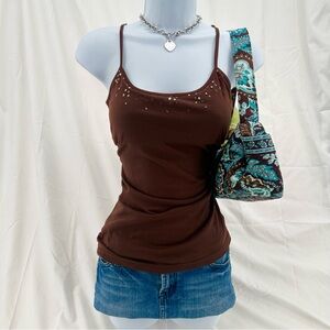 Deadstock Y2K Hannah Montana Style Brown Sequined Spaghetti Strap Cami